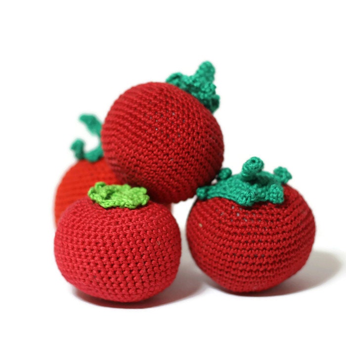 Crochet tomato Crochet vegetables Amigurumi Play Food Crochet