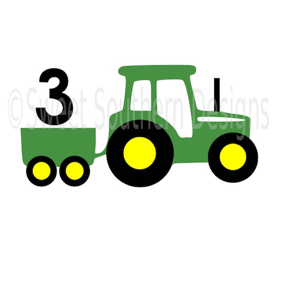 Download Tractor with wagon 3rd birthday layered design DXF SVG instant