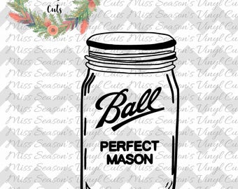 Mason Jar SVG File,Ball Mason Jars SVG File,Vector Clip Art for Commercial & Personal Use for Cricut,Cameo,Silhouette,Vinyl,Decal,htv