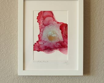 Carnation Heart 5x7 Original Alcohol Ink Art