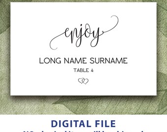 Tent place card template Rustic Wedding place cards Heart and