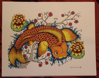 art print "koi fish" 10.5x13.5