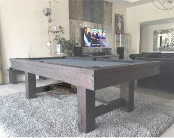 8' Rustic Pool Table - Dining Table Top Option Available - barn wood style - reclaimed wood look