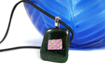 Fused Glass Pendant, Necklace, Glass Jewelry, Dichroic Glass, Ethnic Fashion, Boho