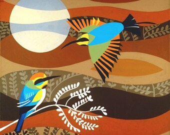 Rainbow Honey Eater Paper Print