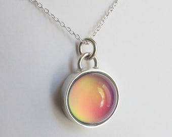 Mood Necklace Sterling Silver 925 12 mm stone color changing