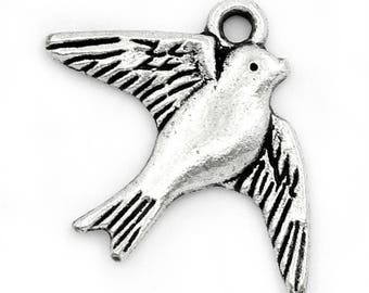 23x18mm silver swallow charm