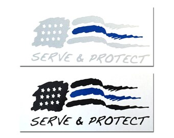 Reflective "Blue Line" American Flag