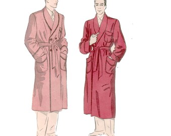 40s Smoking Jacket pattern Men's Bathrobe pattern Loungewear vintage Mens small Chest 34-36 Advance 4936