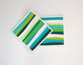 Aqua Pot Holders, Pot Holders, Modern Kitchen Decor, Teal, Aqua, Green
