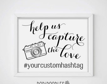 70% OFF THRU 6/23 ONLY Help Us Capture The Love, Capture The Love, Wedding Hashtag Sign, Wedding Sign, Black and White Wedding Sign, Social