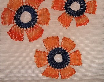 flower design hand woven monofilament tapestry
