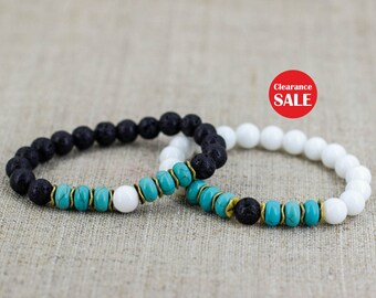 Turquoise bracelet set Turquoise jewelry for couples bracelet for couples gift Long distance bracelet His and her bracelet Anniversary gift