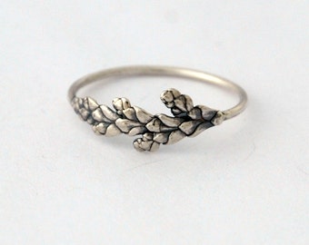 Dainty Cedar ring sterling silver botanical ring made to order