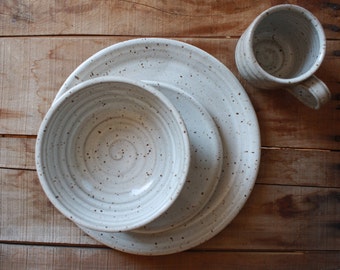 Dinner Ware Set - Four Piece Set - Dinner Plate - Salad Plate - Bowl - Mug - Handmade - Ceramics & Pottery - KJ Pottery