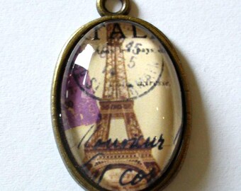 1 pendant bronze antique Tower Effeil vintage 32x20mm MED05 vintage