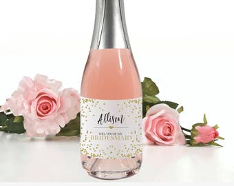 Mini Champagne Label Bridesmaid and Maid of Honor Favors