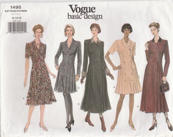 Lovely Princess Seam Dress Pattern Vogue 1495 Sizes 12 14 16 Uncut