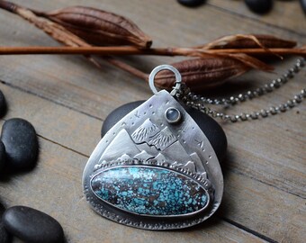 Red River Turquoise Mountainscape Talisman Necklace