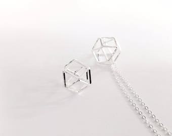 2 pendants hexagonals 14mm silver jewelry designs