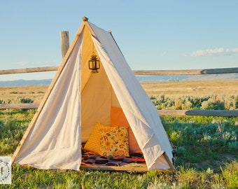 Play Tent - Six-Foot-Tall Canvas A Frame Tent | Teepee | Birthday Party, Playroom, Photo Shoot | Rustic Camp Theme