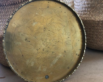 Brass tray with Asian design