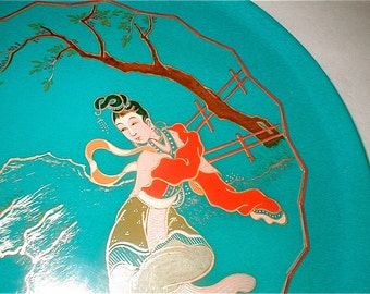 Vintage Blue Lacquerware Tray - Made in Taiwan China - Hsiu Ang Lacquerware Products Co.