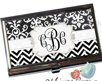 Chevron Damask Business Card Holder - Personalized FREE!