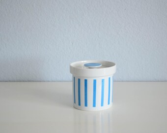 Lagardo Tackett Schmid Porcelain Japan Sugar Bowl White and Blue Stripes