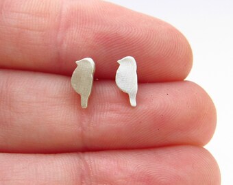 Miniature Animal Stud Earrings- Gift - Stocking Stuffer - Bird Earrings - Silver Jewelry - Ready to Ship
