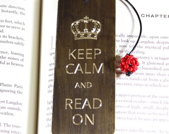 Keep Calm and Read On, antiqued copper bookmark, antiqued brass bookmark