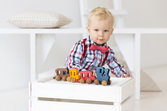 Train Gift for Boy - Gift for Toddler Gift - Wooden Train Set - Train Toddler Toy - Train Push Toy - Montessori Toy - Christmas Gift Train