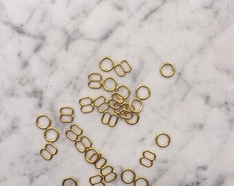 4 pieces – 6mm – of Gold plated bra rings & sliders – for bra and swimwear making