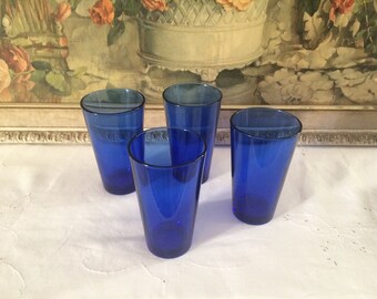 Libbey Cobalt Blue Glass Tumbers/Bar Glasses Set of 4