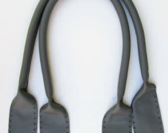 24" Grey Leather Tote Handles