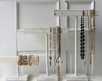 ONE Shabby Chic Chippy Square T-Bar - Tall Necklace / Necklace / Bracelet - Jewelry Display - Jewelry Storage - Quantities Available