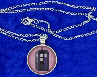 Dr Who Tardis Police Box Necklace or Keychain Doctor Who