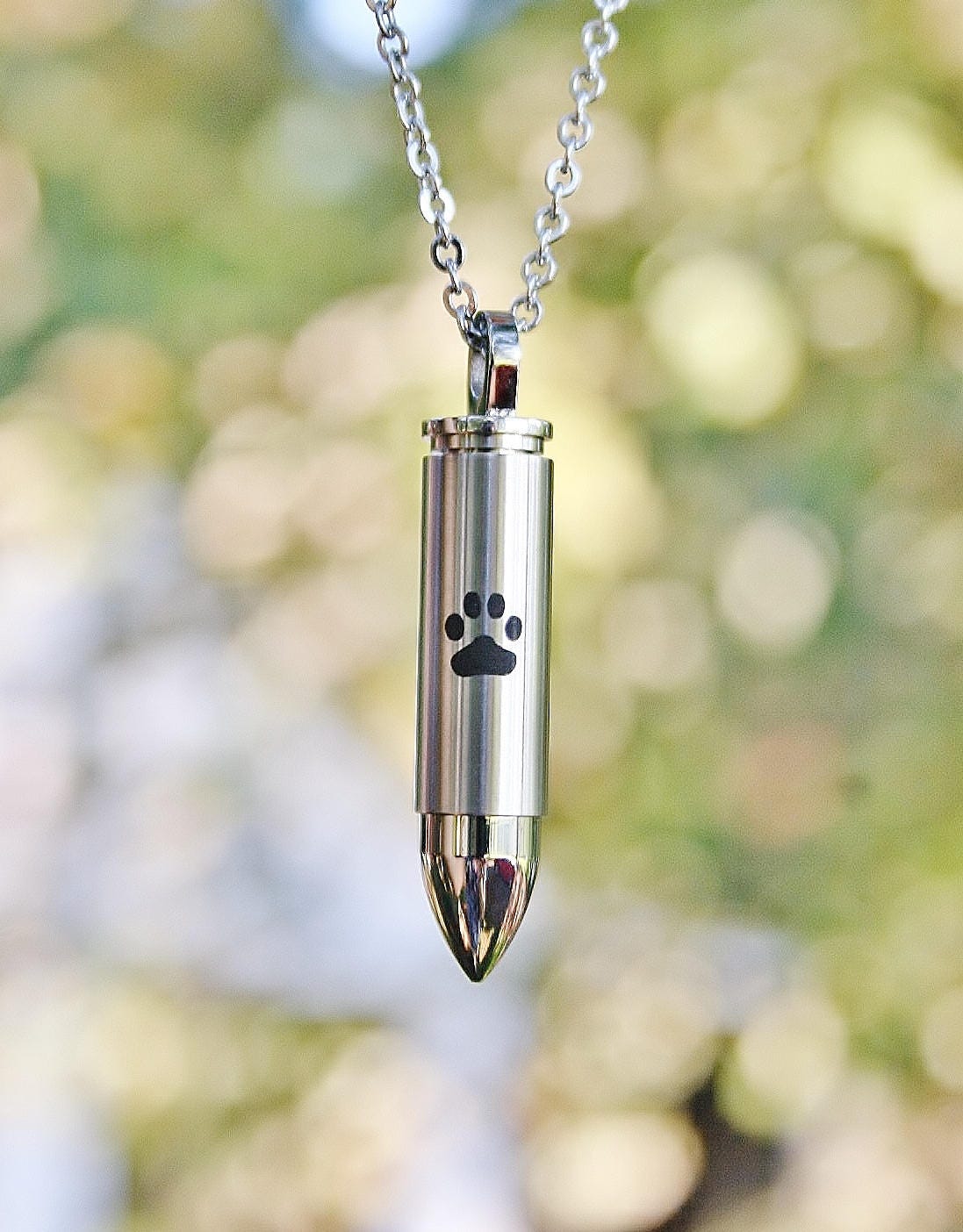 Mens Pet Cremation Jewelry SILVER BULLET for Ashes Urn