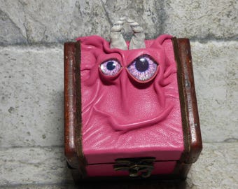 Mimic Desk Organizer Trinket Dice Box Small Storage Treasure Chest Stash Pink Leather Harry Potter Labyrinth Gamer MTG Card Box 267