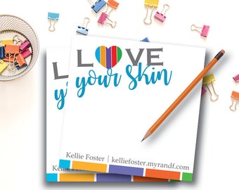Rodan and Fields Notepad / Rodan + Fields Sticky Notes / Small Notepad / 50 pages / 3" x 3" / Love Your Skin / Gifts For Preferred Customers