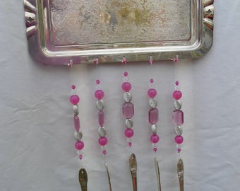 Silverplate Wind chime silver plate windchime forks pink silver