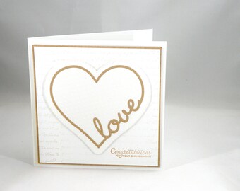 Engagement card with Heart Carved on Tree in Kraft and White