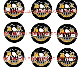 Instant Downloads || Pittsburgh Penguins || 2.5 x 2.5 inch circles