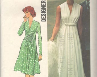 1970s Simplicity 6672 Misses Goddess Dress Pattern Designer Fashion Womens Vintage Sewing Pattern Size 14 Bust 36