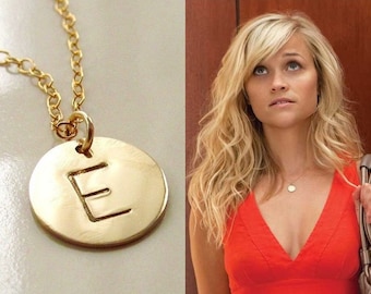 Initial Necklace, Gold Disc Necklace, 14kt Gold Filled, Monogram Initial Necklace, Personalized Initial Necklace, Mother's Day Gift