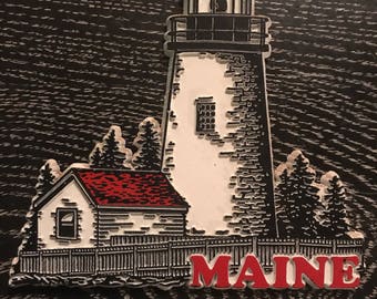 Vintage Magnet. Maine Magnet. Vintage Maine Magnet. Maine Souvenir. Maine Refrigerator Magnet.