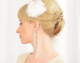 Art Deco bridal feather hair brooch