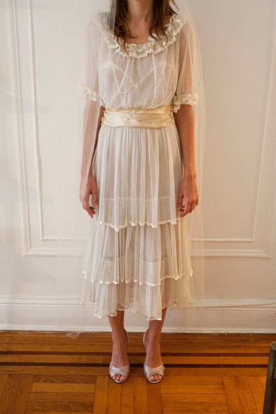 Items similar to Vintage Edwardian wedding dress - off-white on Etsy