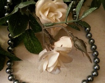 Glass Pearl Necklace, Pearl Necklace, Grey Pearls, Necklace, Vintage Pearl Necklace, Vintage Jewelry, Grey Color Pearl Necklace