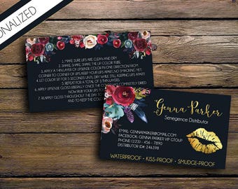 LipSense Business Cards with Tips and Tricks - SeneGence International - LipSense - Distributor - Lipsense
